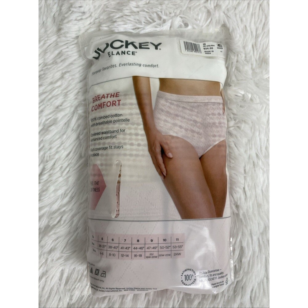 Jockey Elance Briefs Panties Women's 100% Cotton Pointelle Breathe 3 Pack Pink - Picture 5 of 10